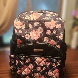 Laura Ashley Floral Backpack - Black and Pink